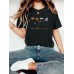 Plant flower pattern printed round neck short sleeved shirt