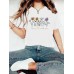 Plant flower pattern printed round neck short sleeved shirt