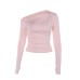 Casual versatile slanted shoulder slim fit long sleeved top for women Casual versatile slanted shoulder slim fit long sleeved top for women