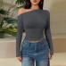 Casual versatile slanted shoulder slim fit long sleeved top for women Casual versatile slanted shoulder slim fit long sleeved top for women