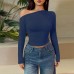 Casual versatile slanted shoulder slim fit long sleeved top for women Casual versatile slanted shoulder slim fit long sleeved top for women