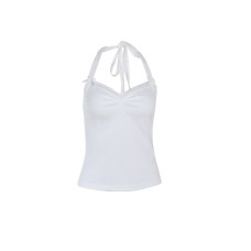 Bow decoration suspender slim fit versatile hanging neck top