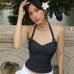 Bow decoration suspender slim fit versatile hanging neck top