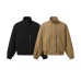 Solid Color Loose Casual Commute Versatile Stand Collar