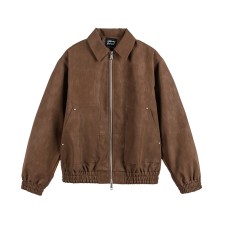Solid Color Simple Large Pocket Couple Loose Versatile PU Leather Jacket