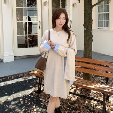 Fashion Style Chic Shoulder Wrap Color Block Design Long SleeveKnitted Two-Piece Set Women's Sweater Set Fashion Style Chic Shoulder Wrap Color Block Design Long SleeveKnitted Two-Piece Set Women's Sweater Set