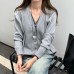 Fashionable style V-neck Color-block Knit Cardigan for Women Loose Fit Oversized Outerwear