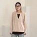 Chic Oversized Hooded Knit Sweater for Women False Two-Piece Design Loose Fit Fashionable and Youthful Casual Wear
