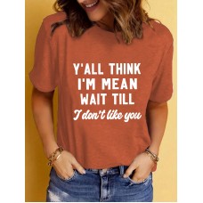 Slogan pattern printed round neck short sleeved shirt Slogan pattern printed round neck short sleeved shirt