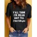 Slogan pattern printed round neck short sleeved shirt
