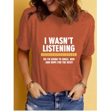 Slogan pattern printed round neck short sleeved shirt Slogan pattern printed round neck short sleeved shirt