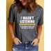 Slogan pattern printed round neck short sleeved shirt