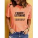 Slogan pattern printed round neck short sleeved shirt