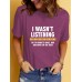 Slogan pattern printed round neck short sleeved shirt