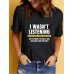 Slogan pattern printed round neck short sleeved shirt