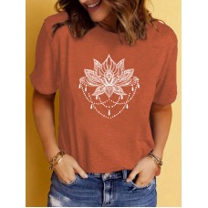 Pattern printed round neck short sleeved shirt