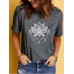 Pattern printed round neck short sleeved shirt