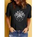 Pattern printed round neck short sleeved shirt
