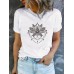 Pattern printed round neck short sleeved shirt