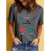 My bed call reminder pattern printed round neck short sleeved shirt