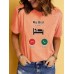 My bed call reminder pattern printed round neck short sleeved shirt
