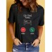 My bed call reminder pattern printed round neck short sleeved shirt