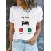 My bed call reminder pattern printed round neck short sleeved shirt