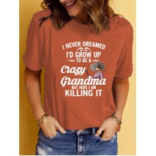 Pattern printed round neck short sleeved shirt