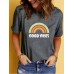 GOOD VIBES Pattern Printed Round Neck Short Sleeve
