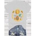 Sun Sunflower Pattern Printed Round Neck Short Sleeve