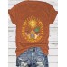 Sun Sunflower Pattern Printed Round Neck Short Sleeve