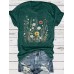 Sun Sunflower Pattern Printed Round Neck Short Sleeve