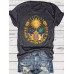Sun Sunflower Pattern Printed Round Neck Short Sleeve