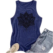 Sleeveless top with women's lotus print