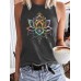 Sleeveless top with women's lotus print sleeveless design