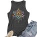 Sleeveless top with women's lotus print sleeveless design