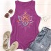 Sleeveless top with women's lotus print sleeveless design