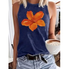 Orange floral print on vest
