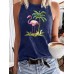 Flamingo Palm Tree Pattern Loose Women's Tank Top