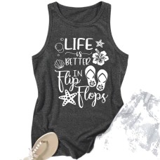 Sleeveless top for women wearing flip flops for a better life