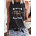 Sleeveless women's loose denim patterned tank top