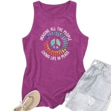 Sleeveless women's loose IMAGINE patterned tank top Sleeveless women's loose IMAGINE patterned tank top