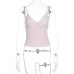 Lace patchwork solid color suspender V-neck slimming T-shirt