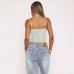 Lace patchwork solid color suspender V-neck slimming T-shirt