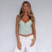 Lace patchwork solid color suspender V-neck slimming T-shirt