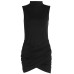 Slim fit premium texture sleeveless pleated hip hugging dress