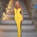 Sleeveless off shoulder hollow suspender slit long skirt