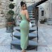 Slanted shoulder slim fit sexy hollow out spicy girl slit irregular dress