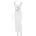 Strap revealing navel sexy slim fitting jumpsuit long skirt