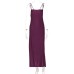 Sleeveless slim fit sexy pure black hip hugging suspender skirt